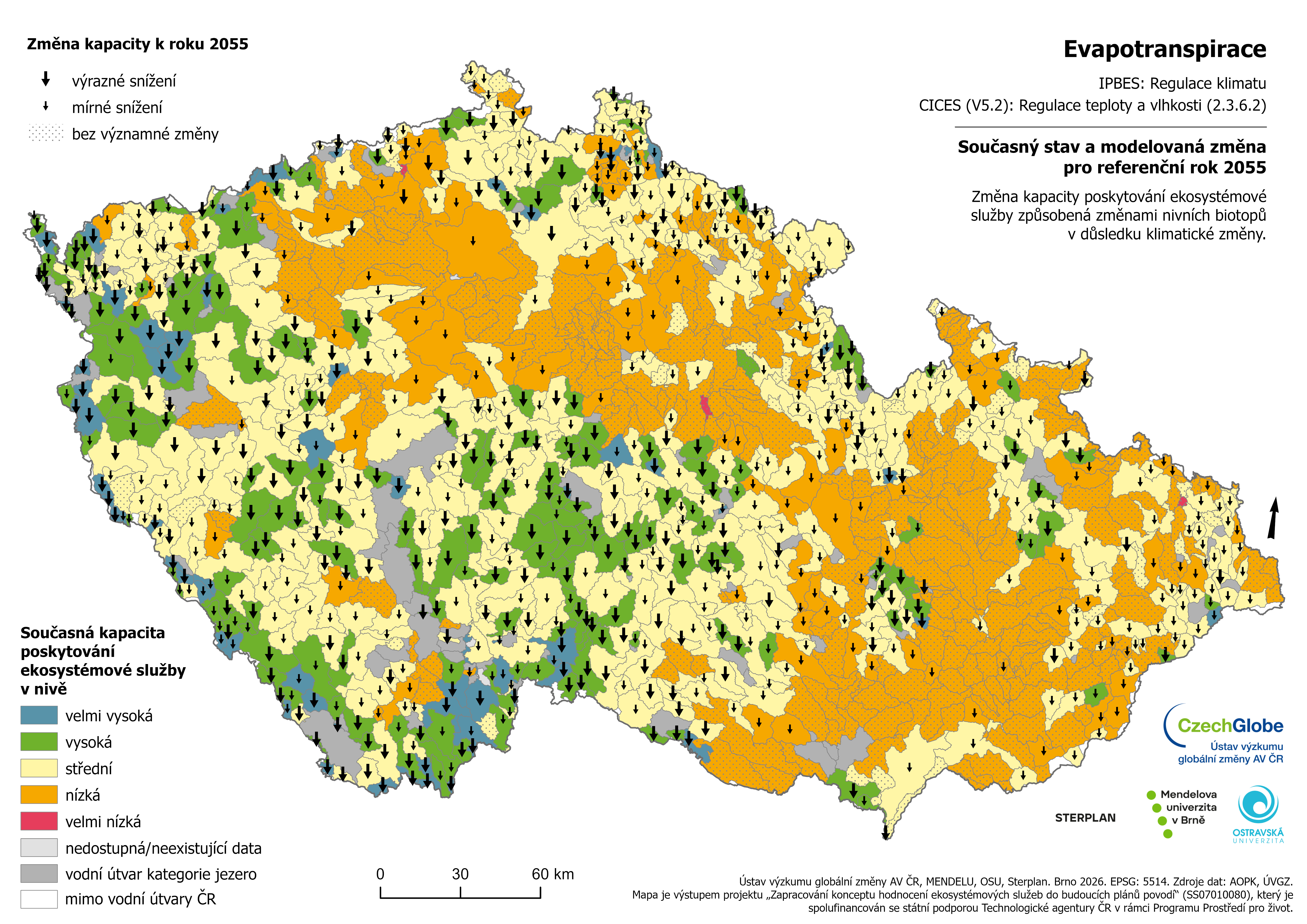 17n-K-55 - Evapotranspirace v nivě (2055), porovnání se současným stavem